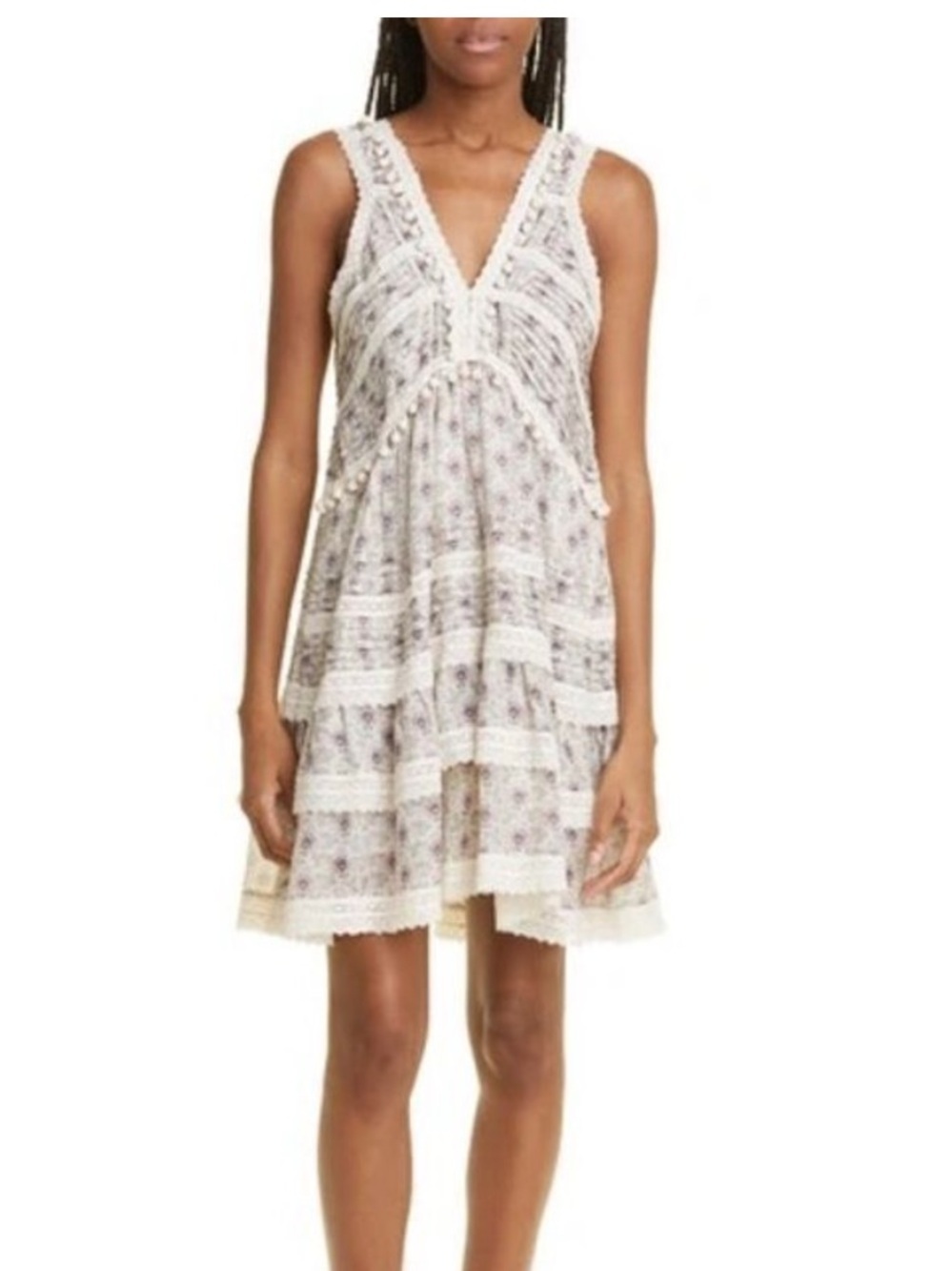 Sea New York NYC Yvonne tiered lace romantic boho mini bohemian dress size small - Picture 3 of 16